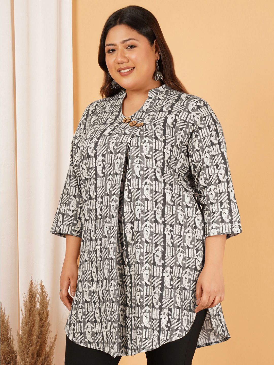 Black Paisley Print Long Tunic — view 4