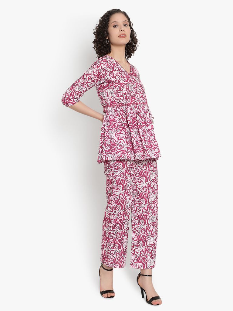 Pink Hand Block Print Co-Ord Set