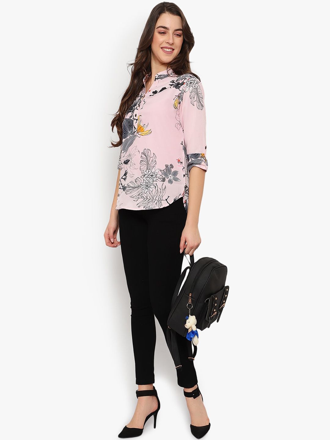 Pink Floral Print Tunic — view 13