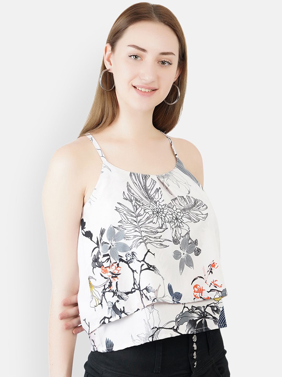 Pink Floral Strap Top — view 3