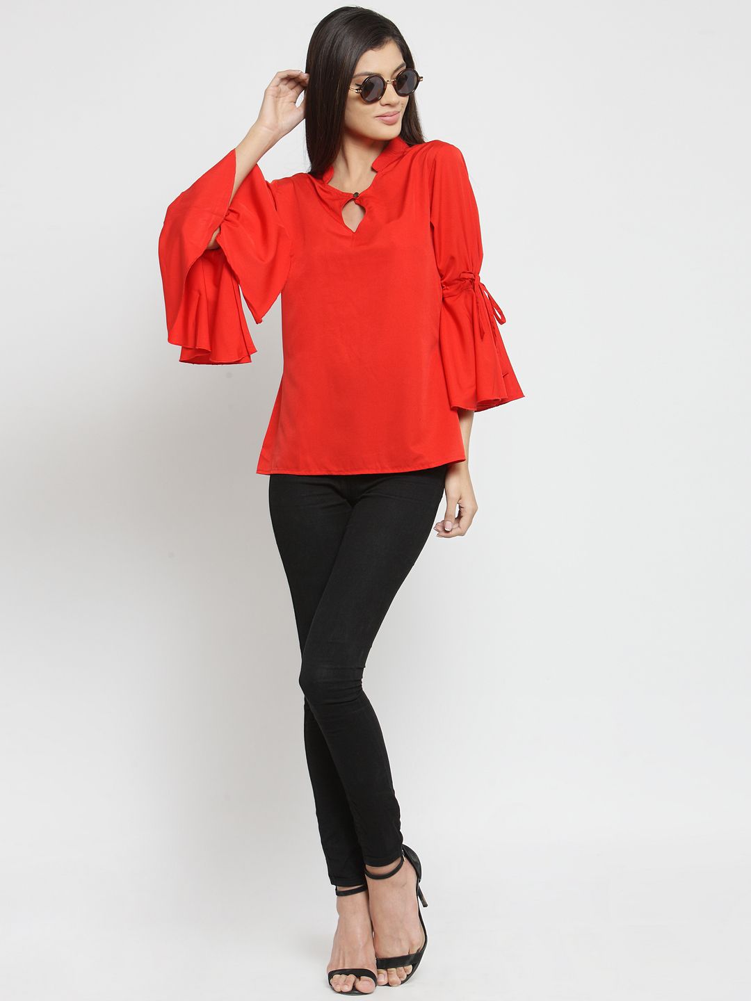 Red Bell Sleeve Top — view 5