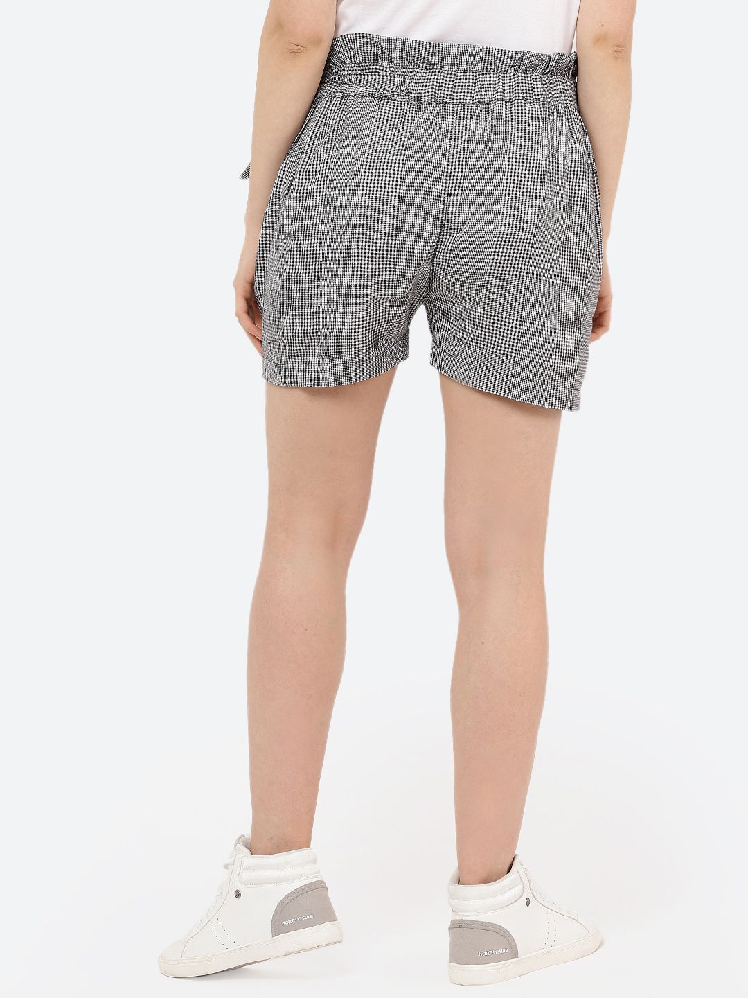 Black and White Checkered Plus Size Fit Shorts — view 3