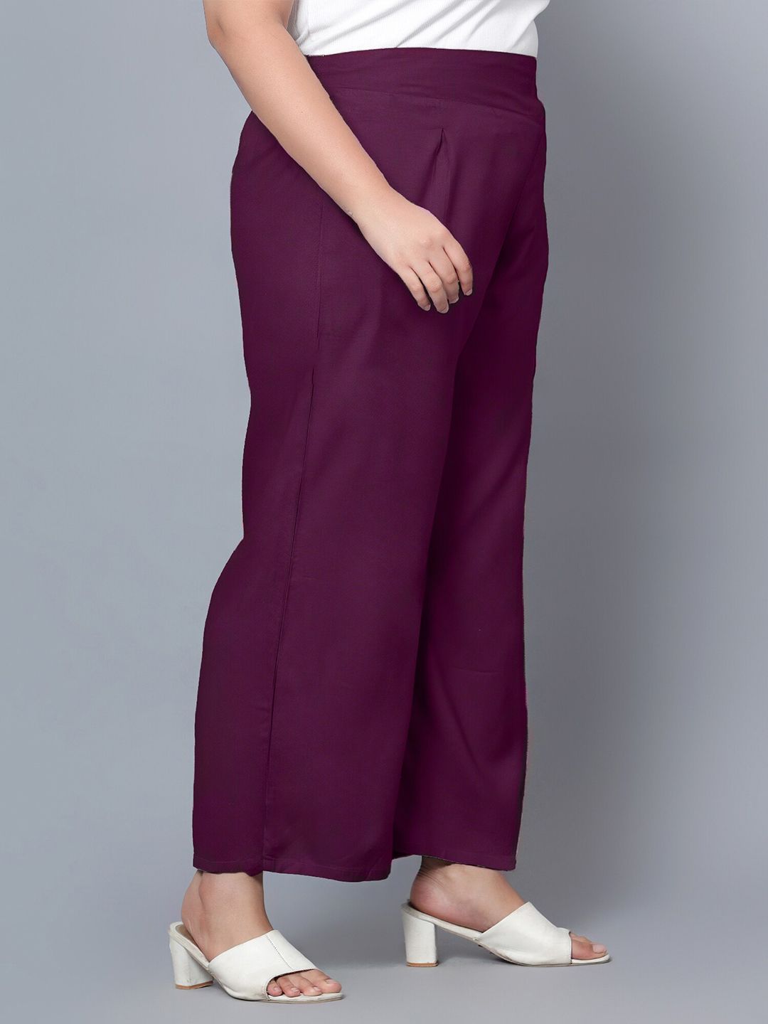 Purple Plus Size Trousers — view 2