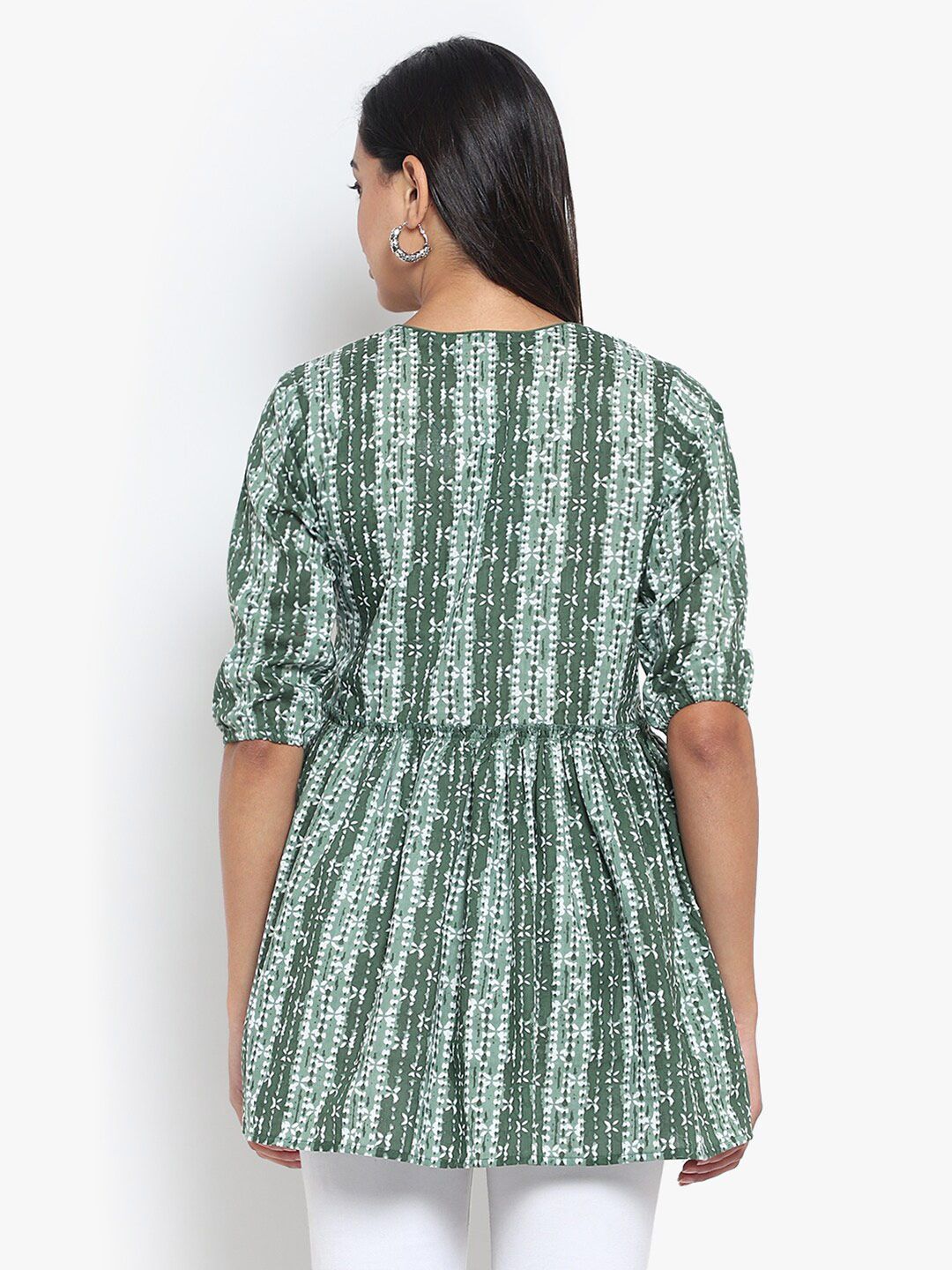 Green Hand Block Print Tunic — view 5