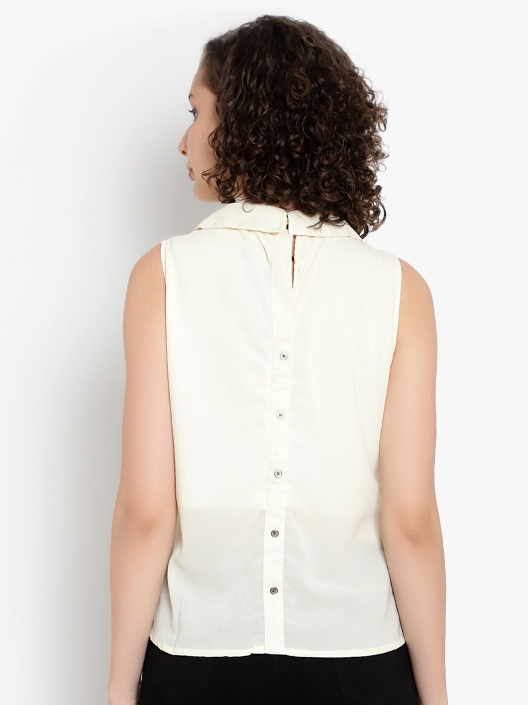 Off-White Georgette Top — view 5