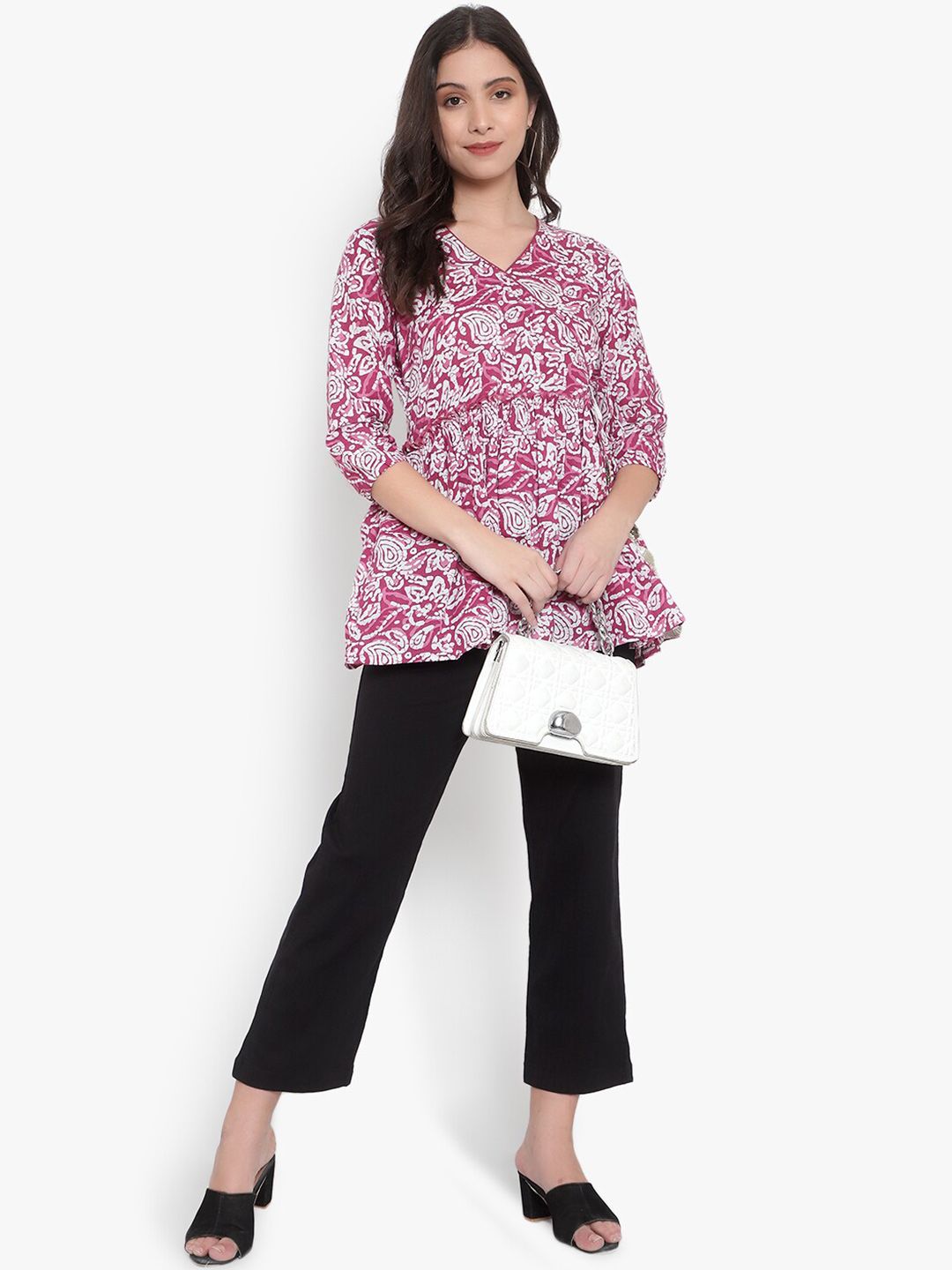 Pink Hand Block Print Tunic — view 7
