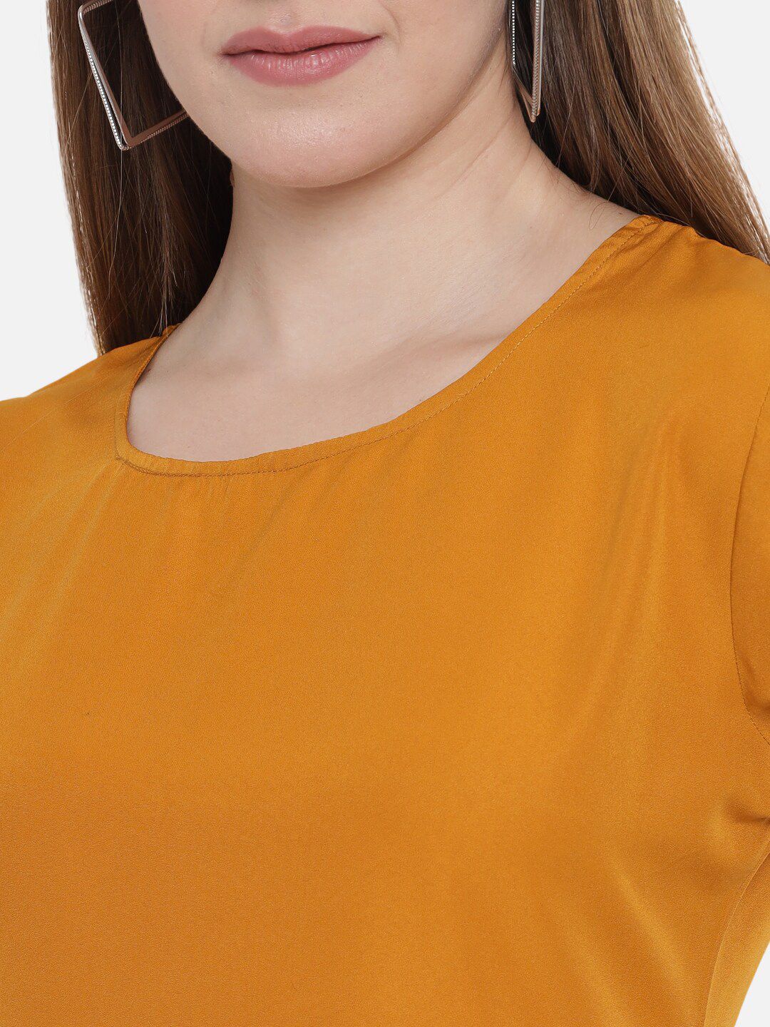 Mustard Solid Waist Pleated Top — view 8