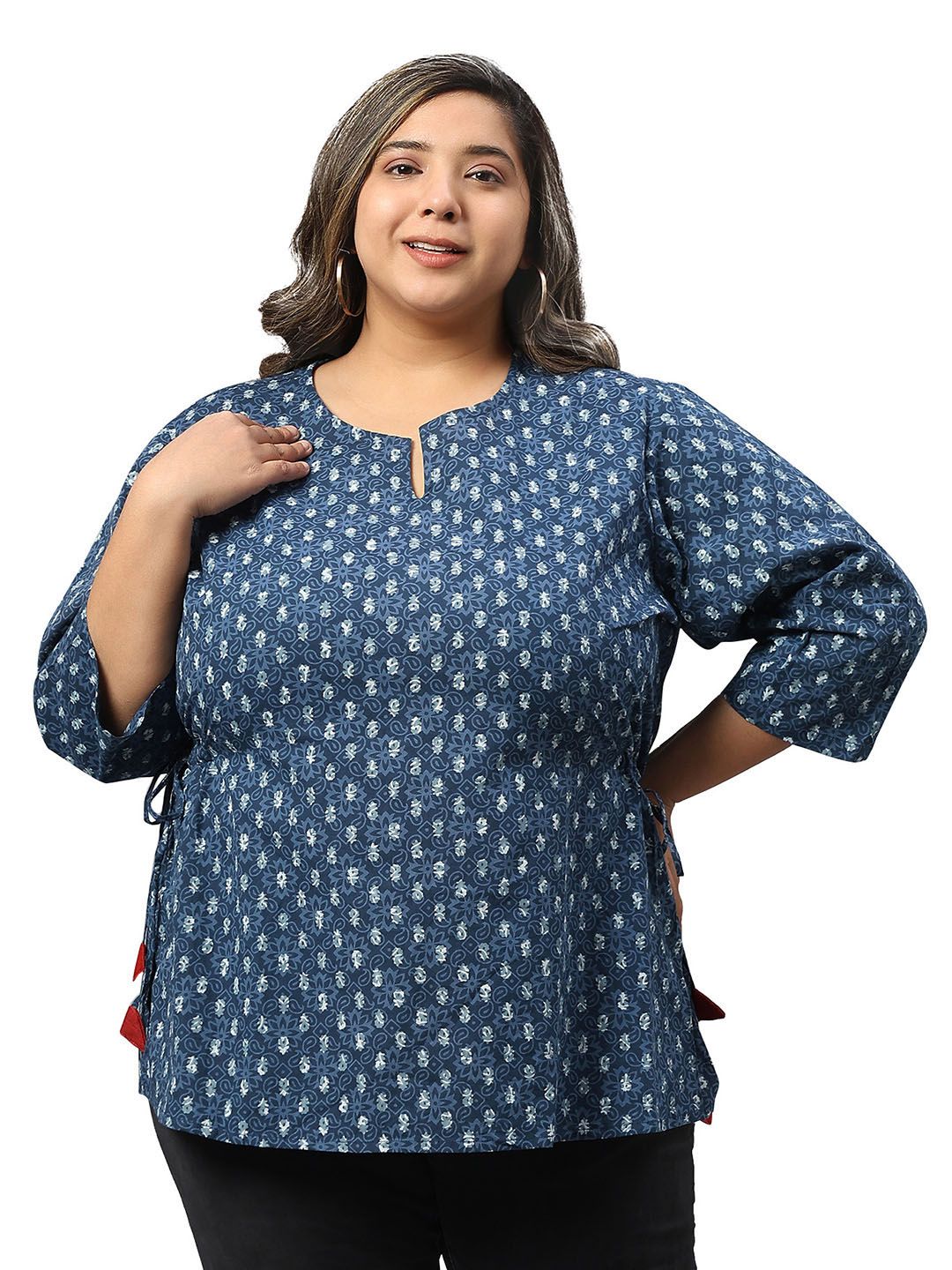 Blue Indigo Hand Block Plus Size Tunic — view 8