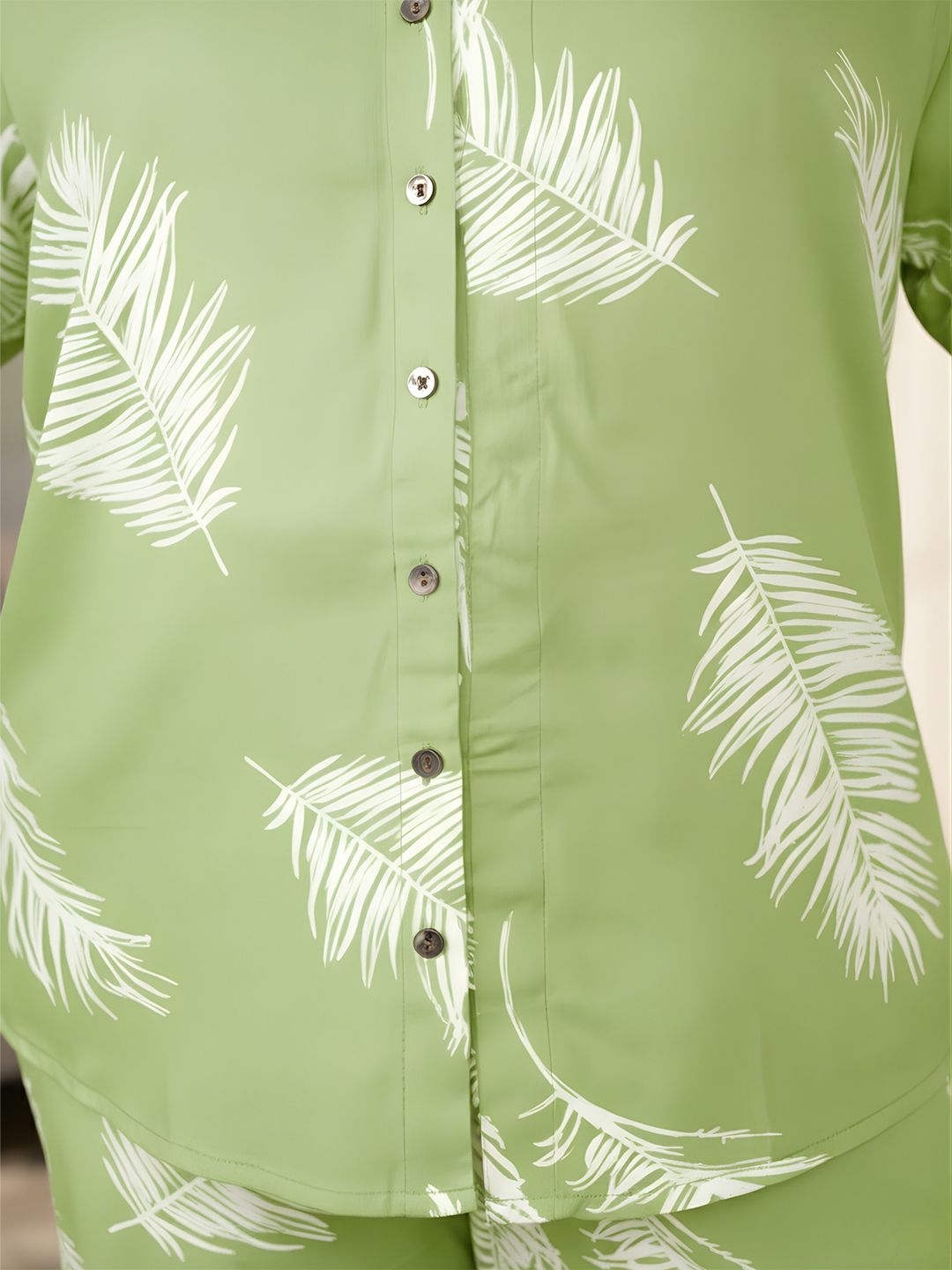Green Leaf Print Plus Size Co-Ord Set — view 2
