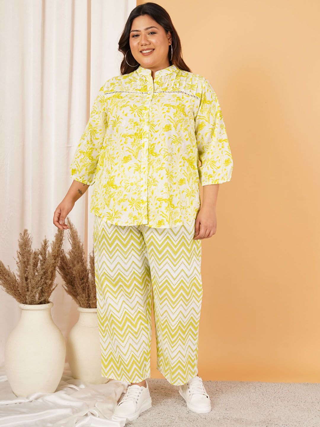 Yellow Print Plus Size Co-Ord Set — view 1