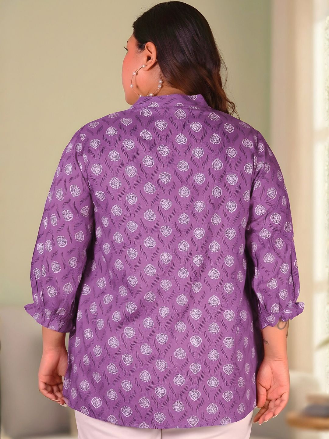 Purple Geometric Print Shirt — view 5