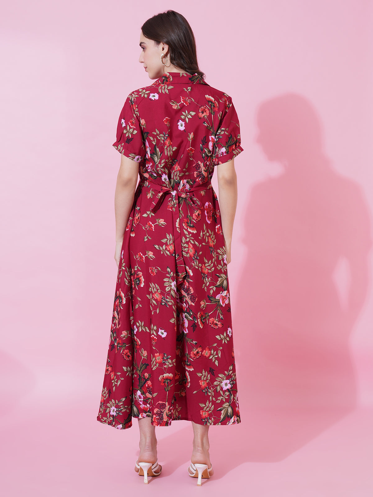 Red Floral Print Maxi Dress