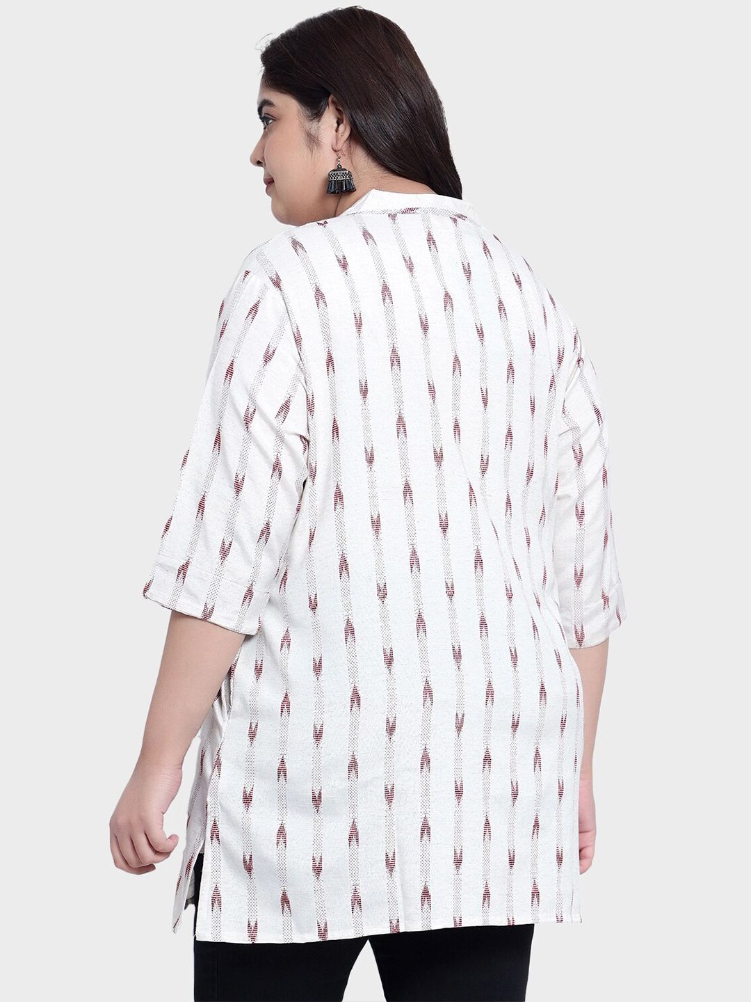 Red Ikat Cotton Plus Size Tunic — view 5