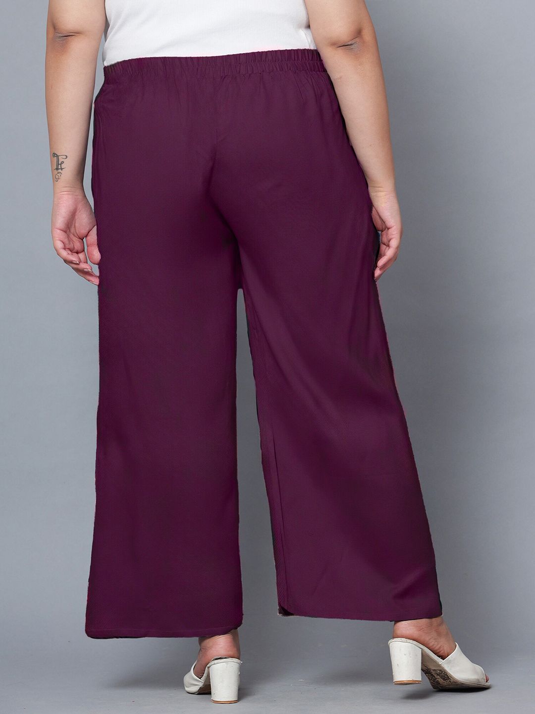 Purple Plus Size Trousers — view 4