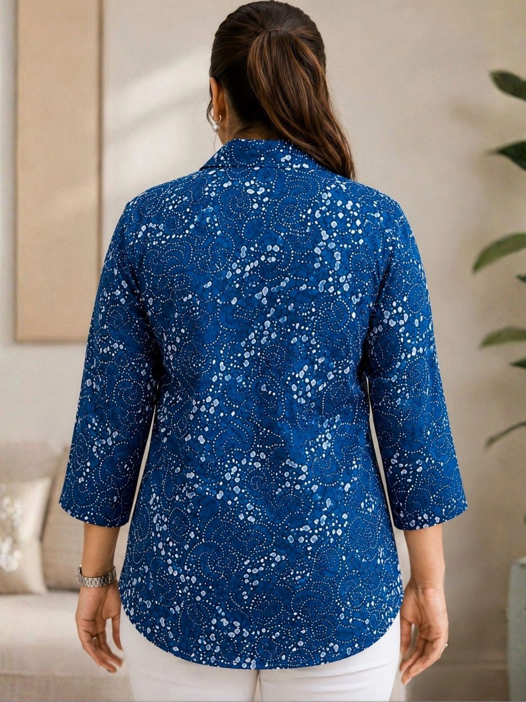 Blue and White Indigo Cotton Shirt — view 2