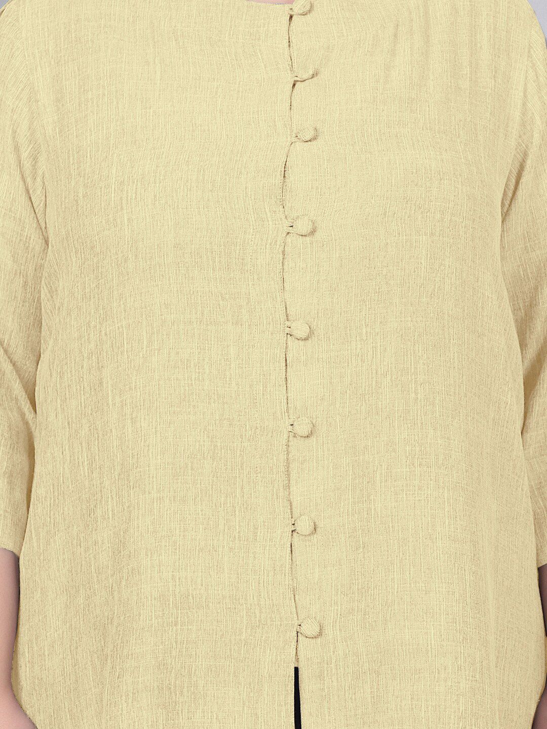 Yellow Cotton Linen Plus Size Tunic — view 2
