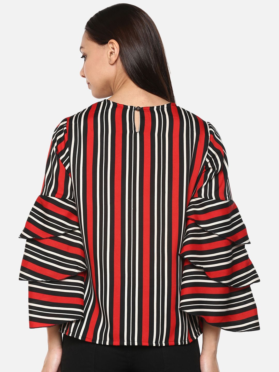 Red Black Stripe Top — view 4