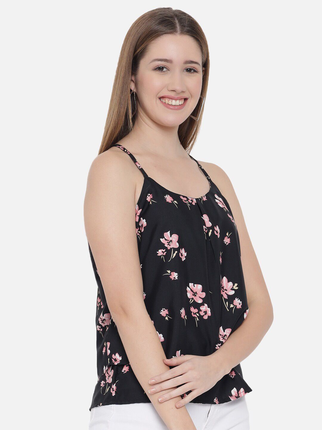Black Floral Strap Top — view 10