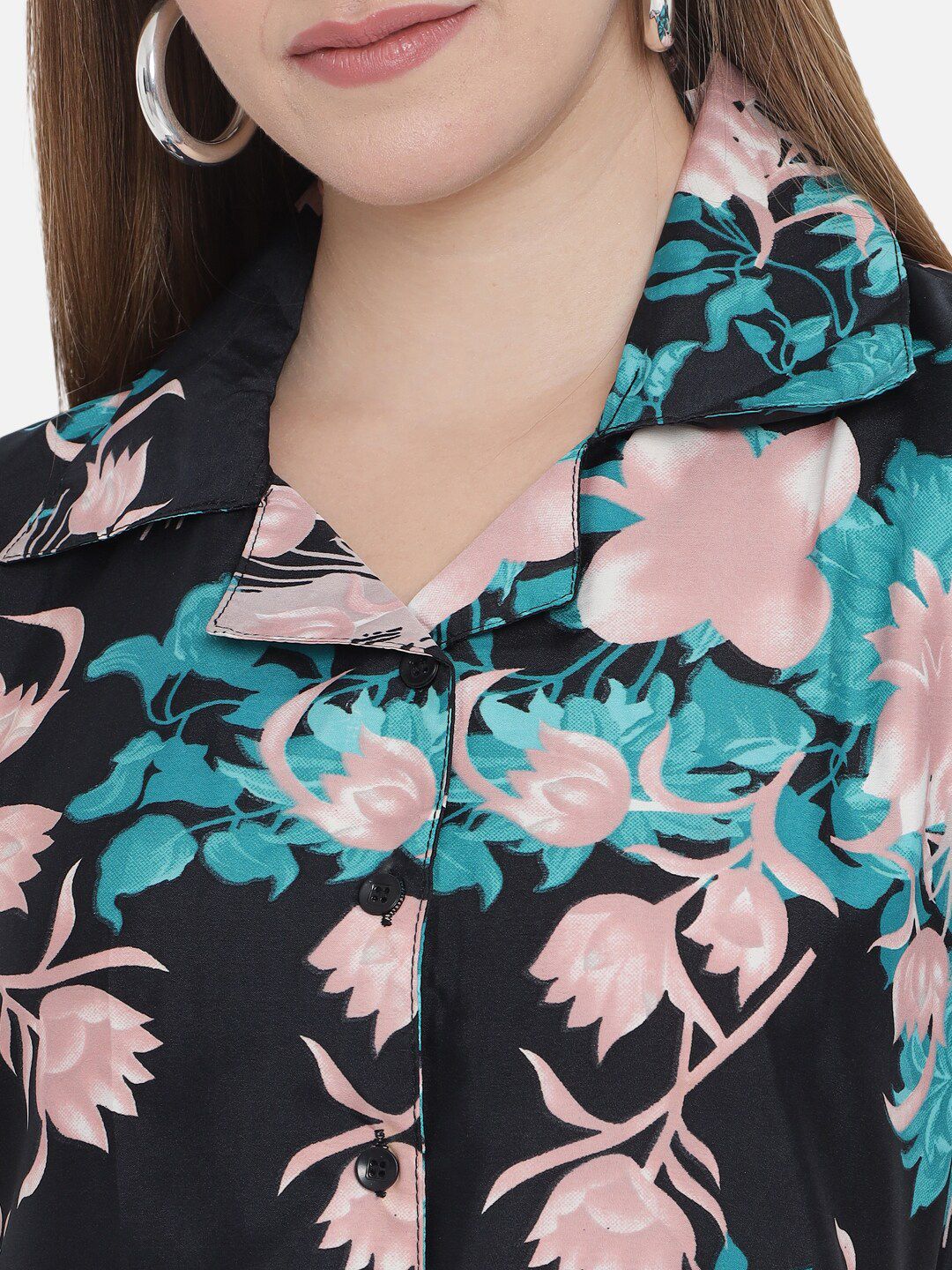 Black and Green Floral Dress — view 9