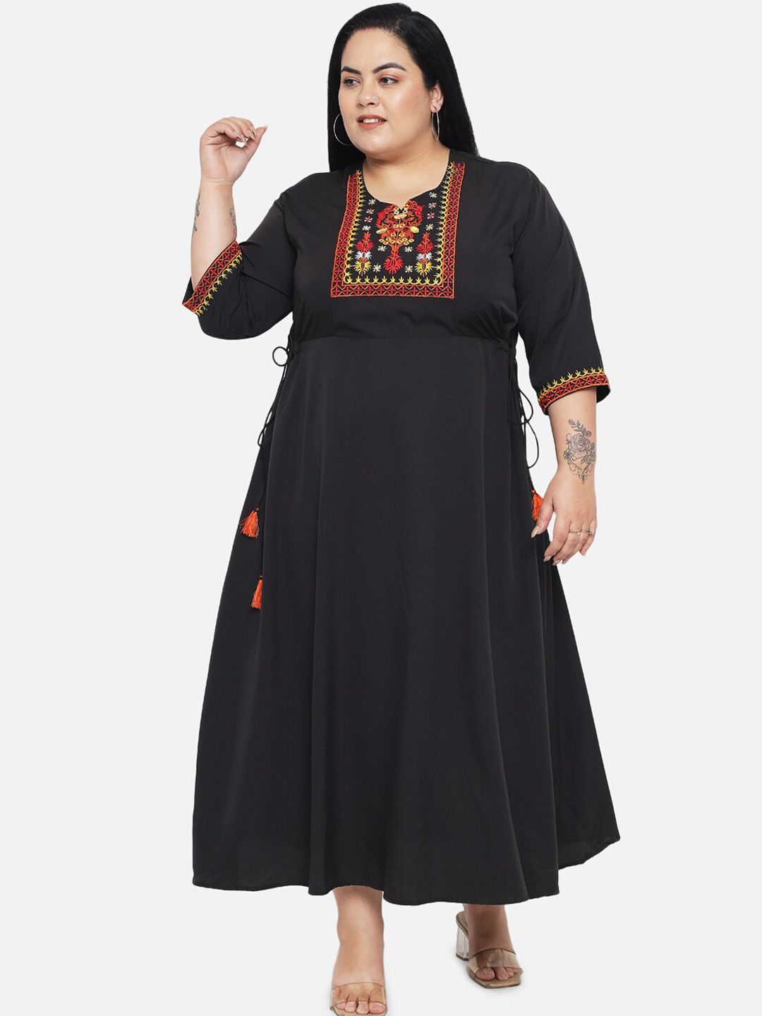 Black Embroidered Dress — view 1