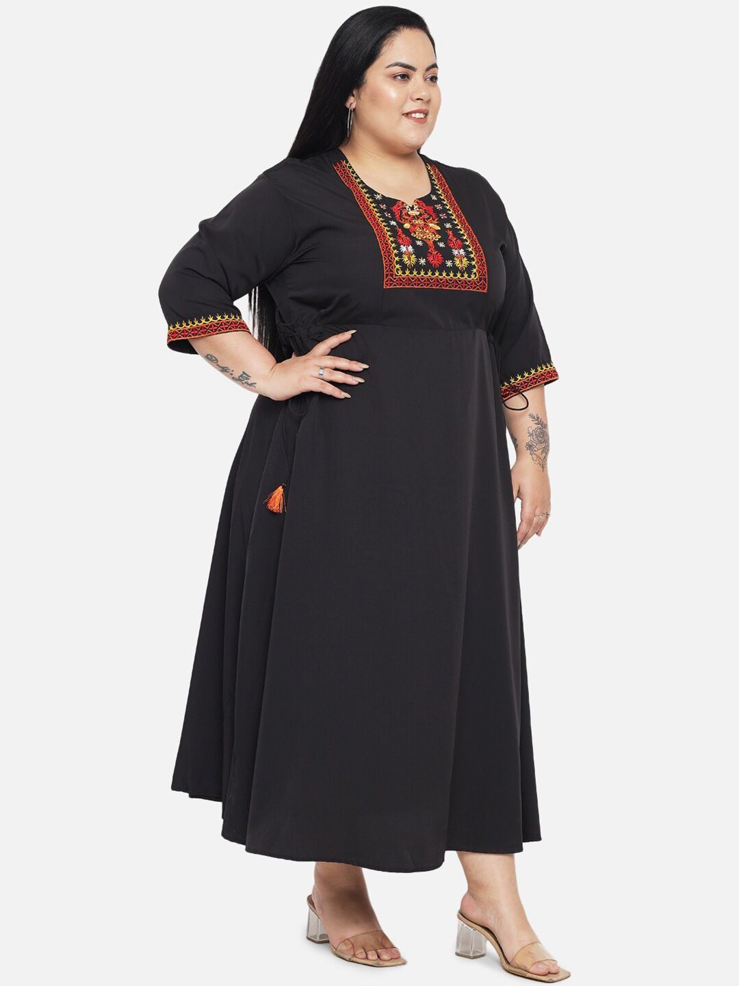 Black Embroidered Dress — view 4