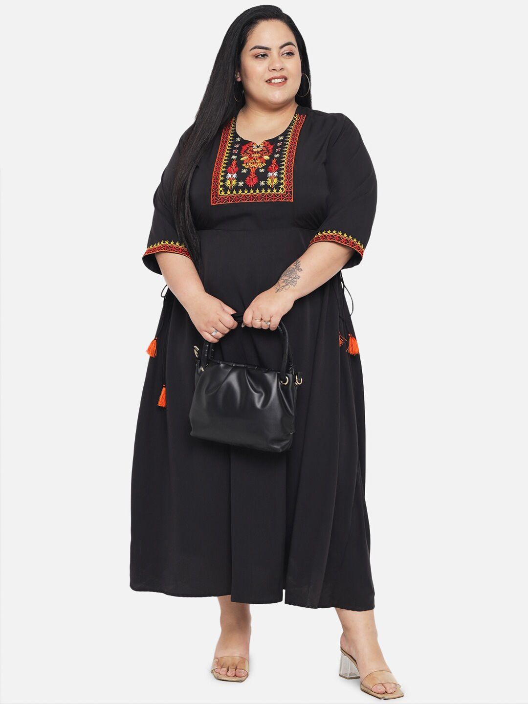 Black Embroidered Dress — view 6