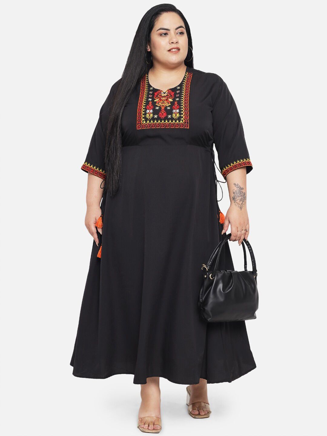 Black Embroidered Dress — view 7