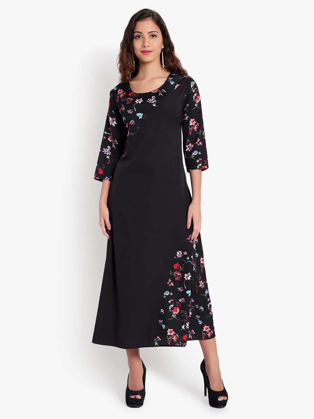 Black Floral Abstract Dress — view 1