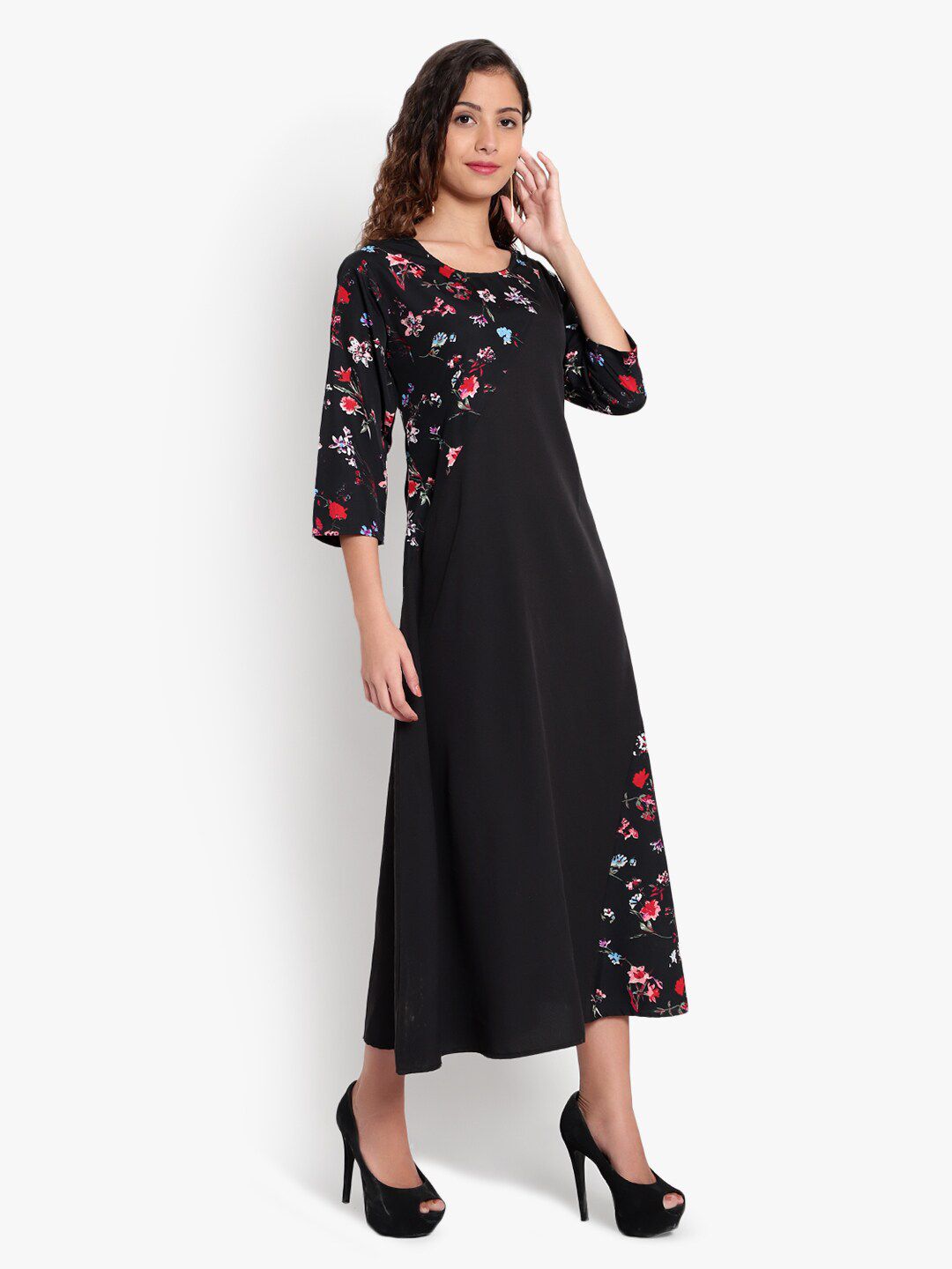 Black Floral Abstract Dress — view 3