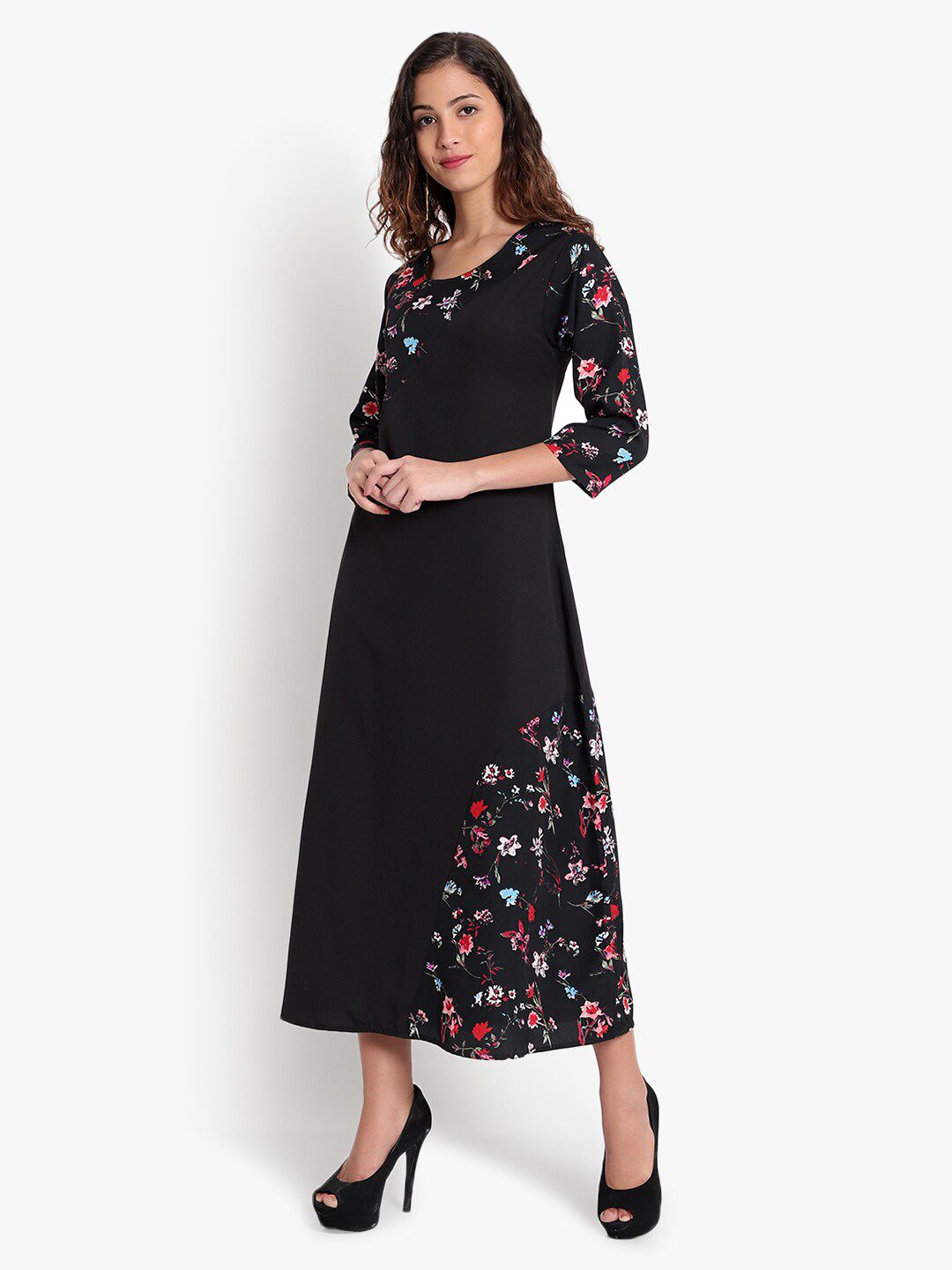 Black Floral Abstract Dress — view 4