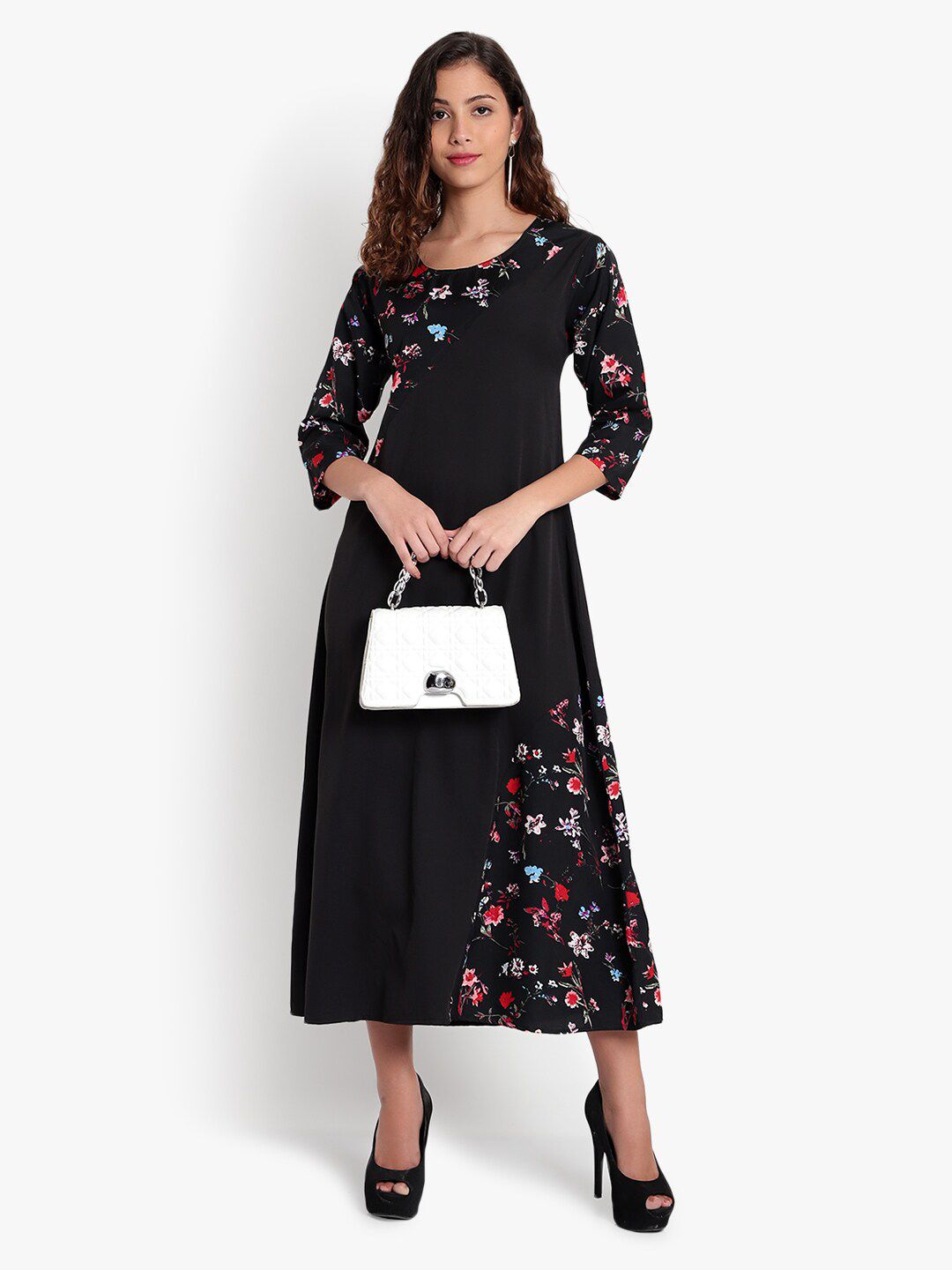 Black Floral Abstract Dress — view 6