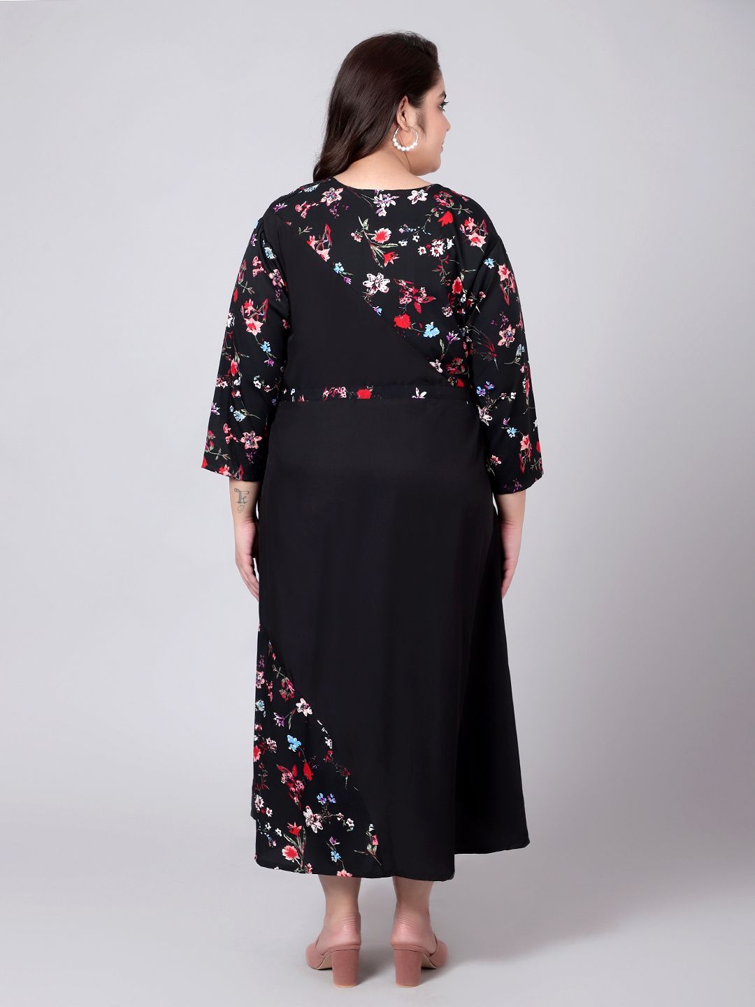 Black Floral Abstract Plus Size Dress — view 5