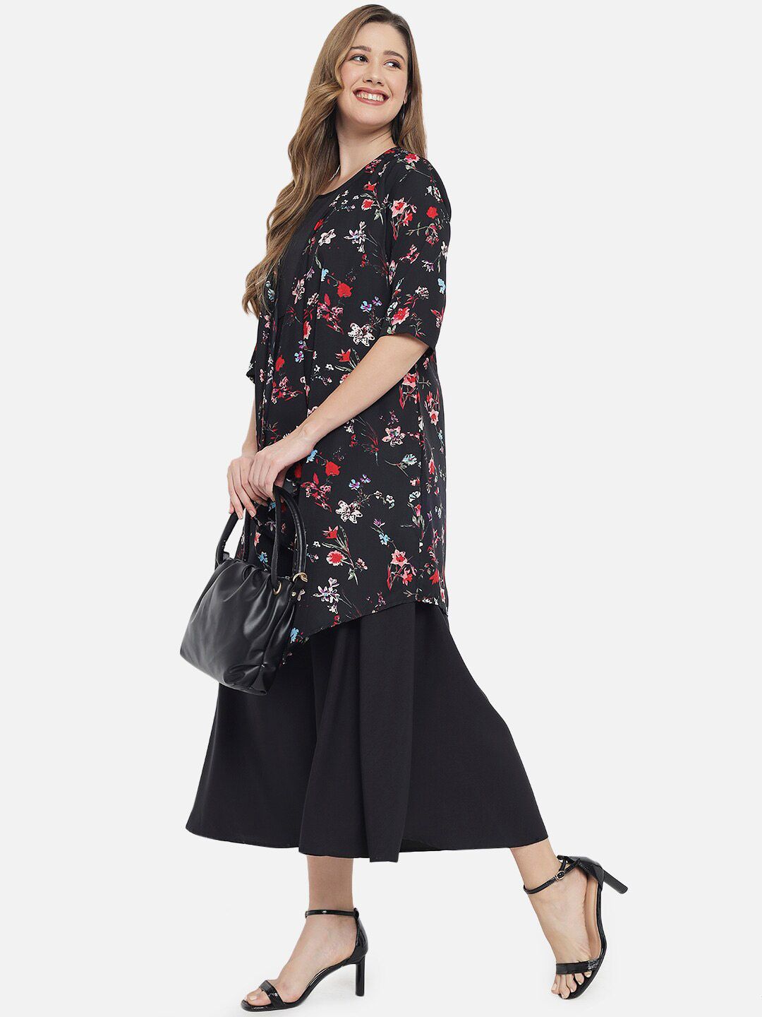 Black Floral Layered Maxi Dress — view 14