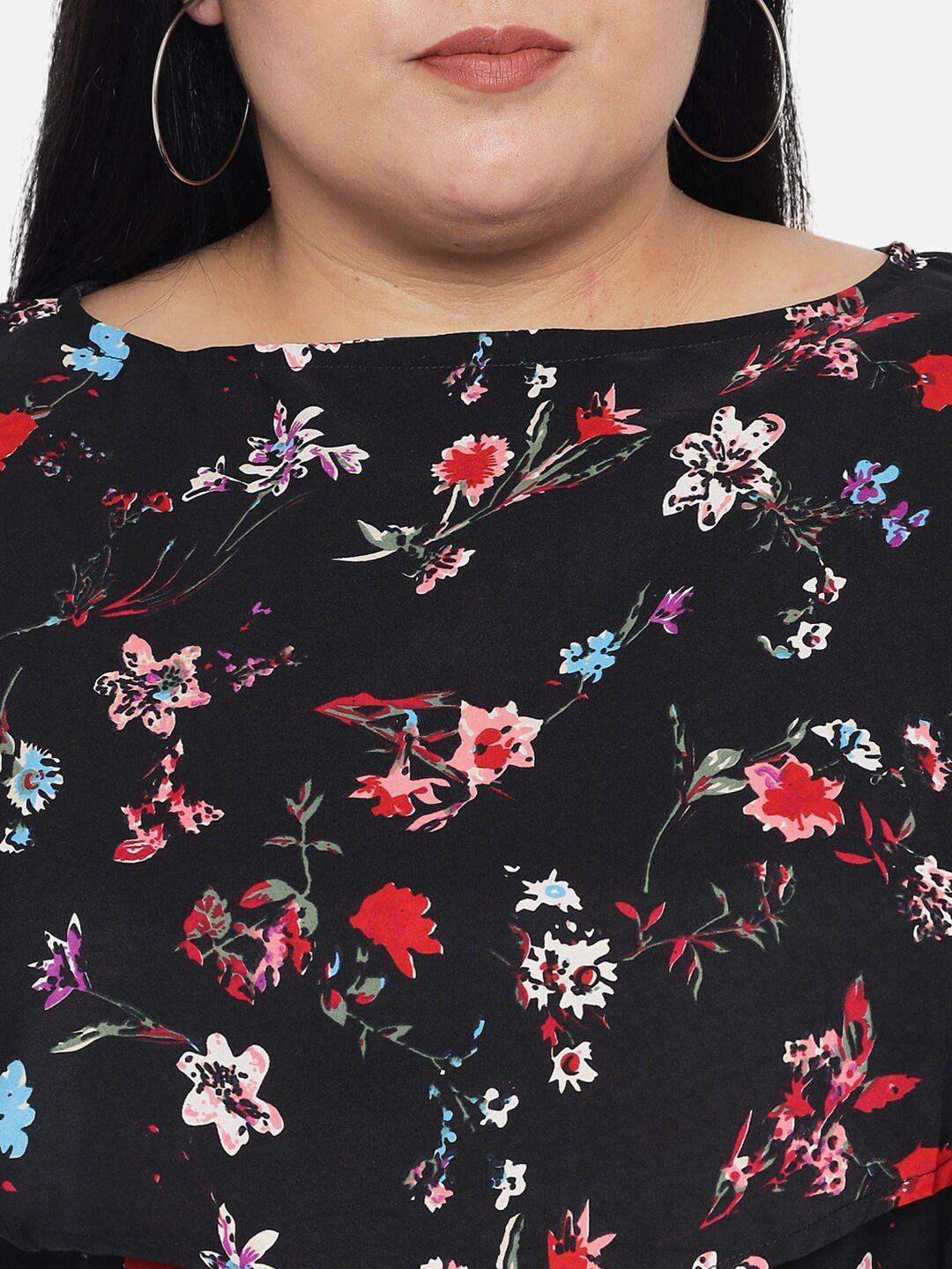 Black Floral Print Dress — view 2