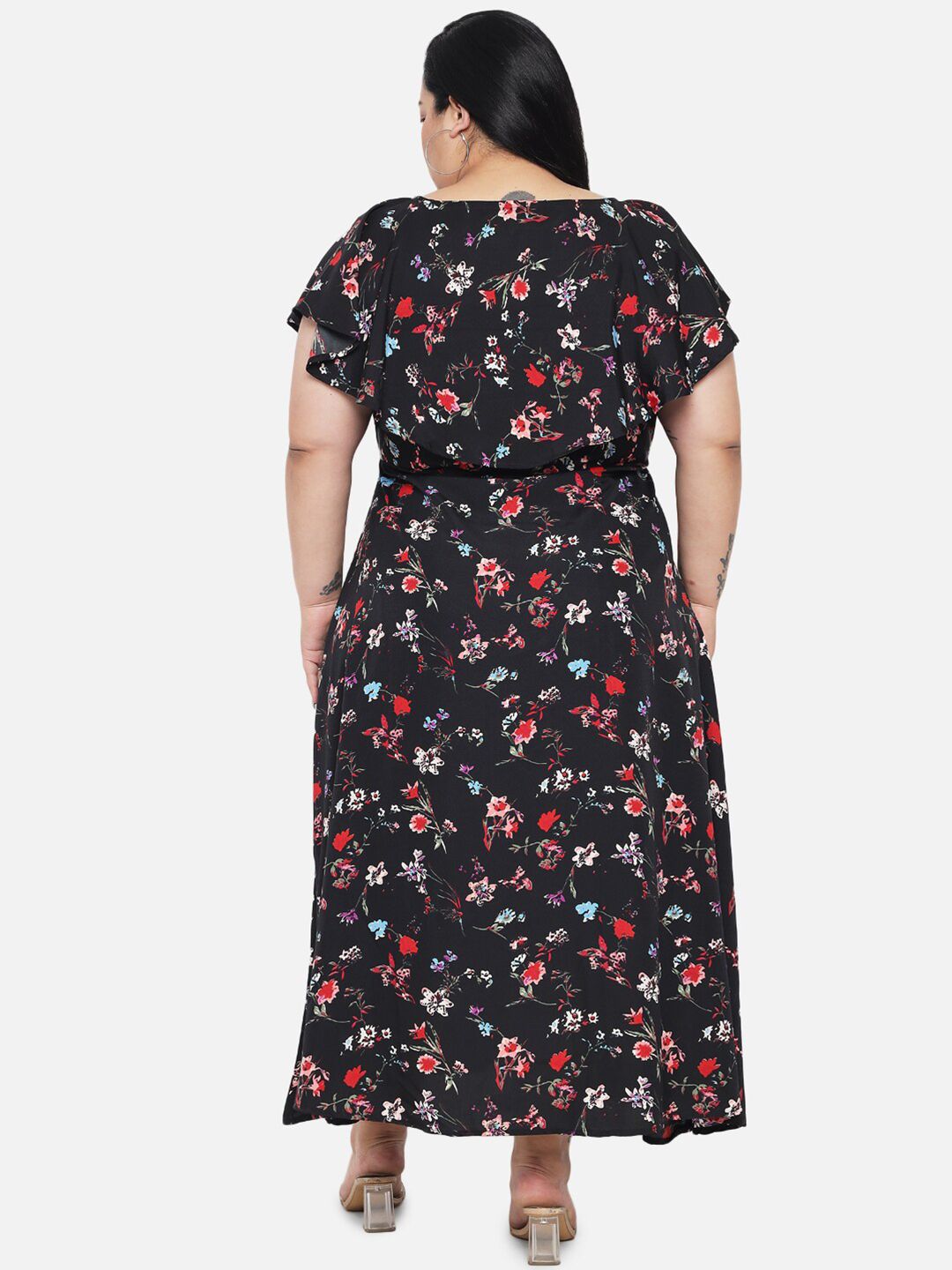 Black Floral Print Dress — view 5