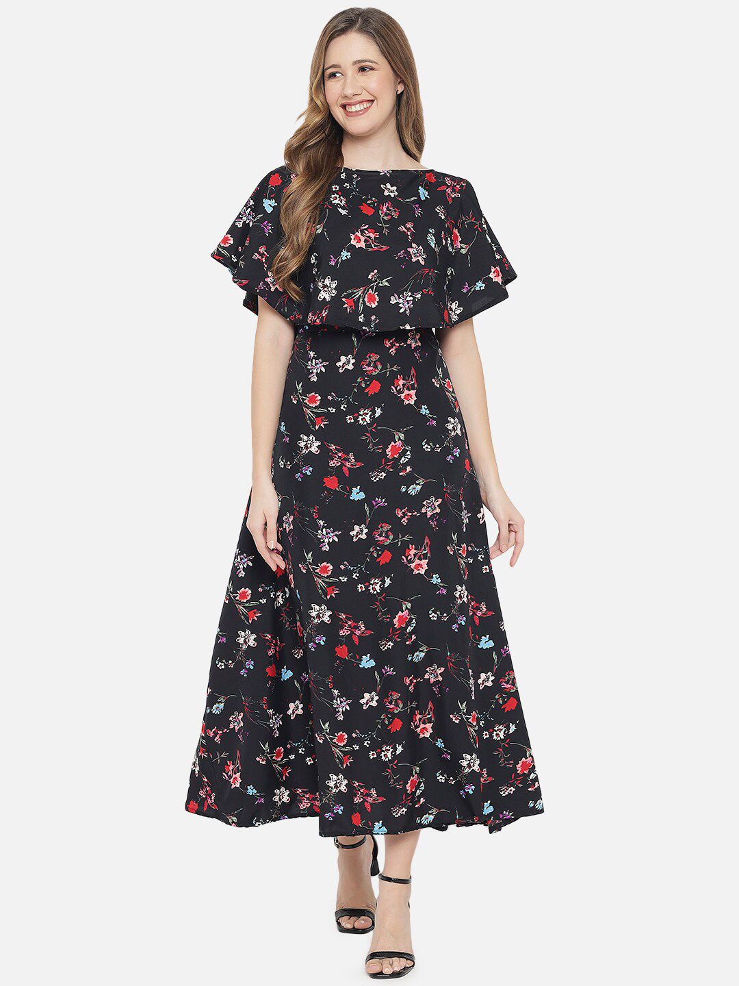Black Floral Print Dress — view 8