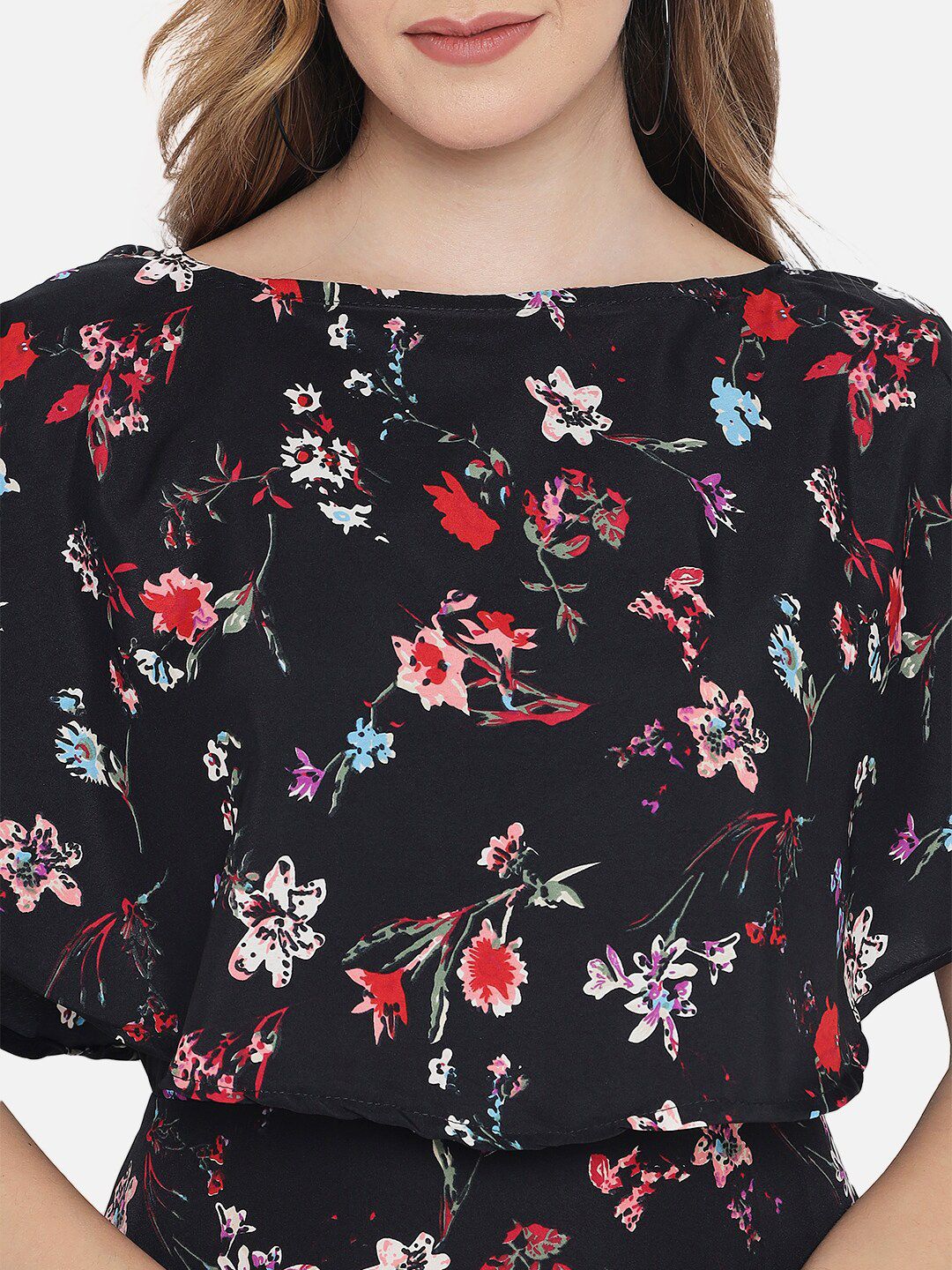 Black Floral Print Dress — view 9