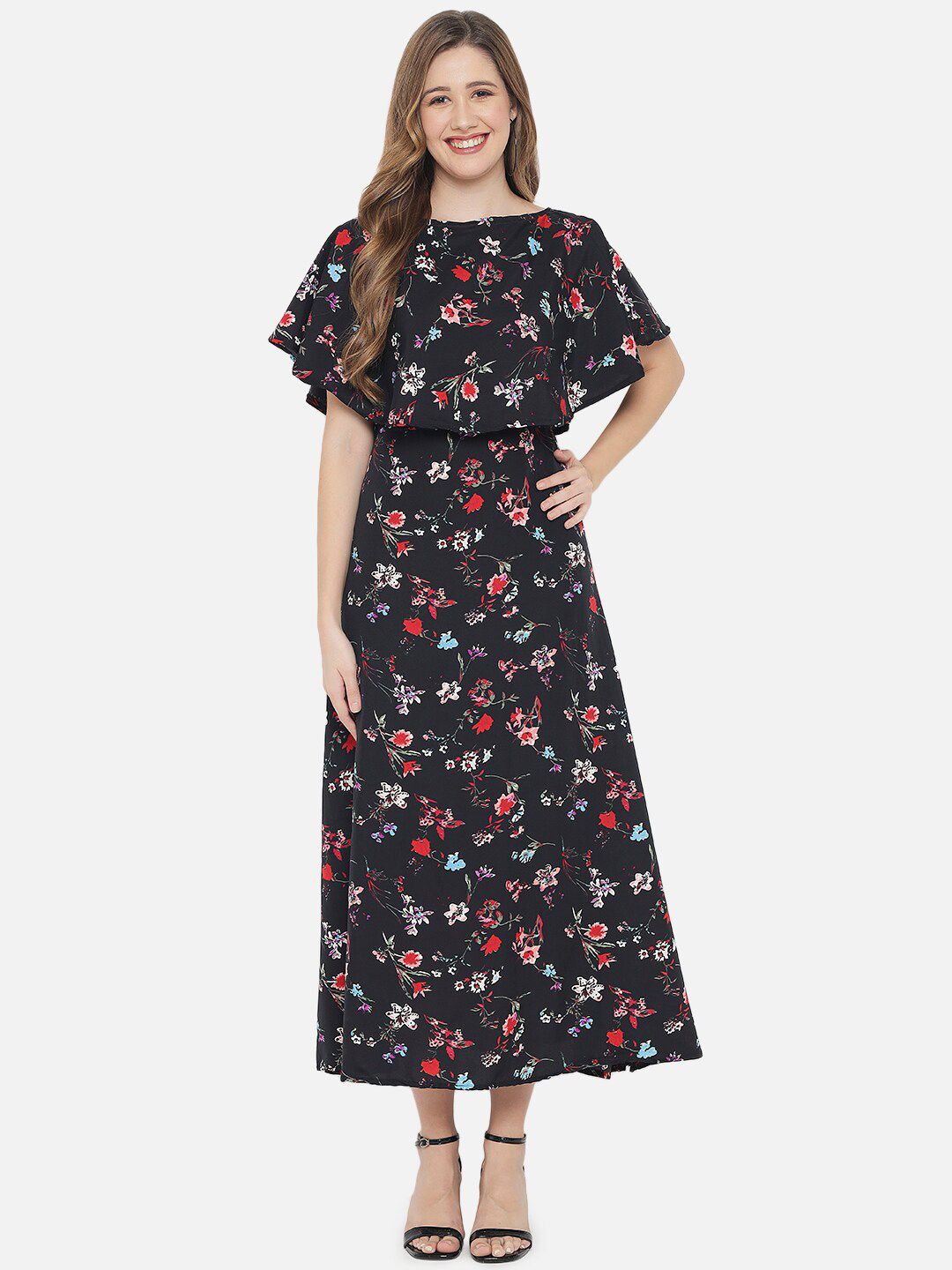 Black Floral Print Dress — view 13
