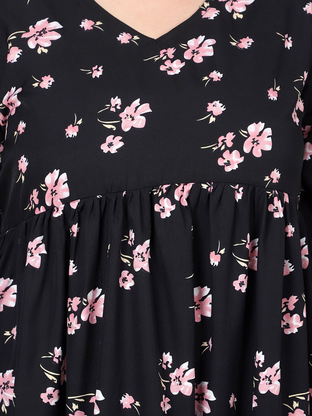 Black Floral Tiered Dress — view 2