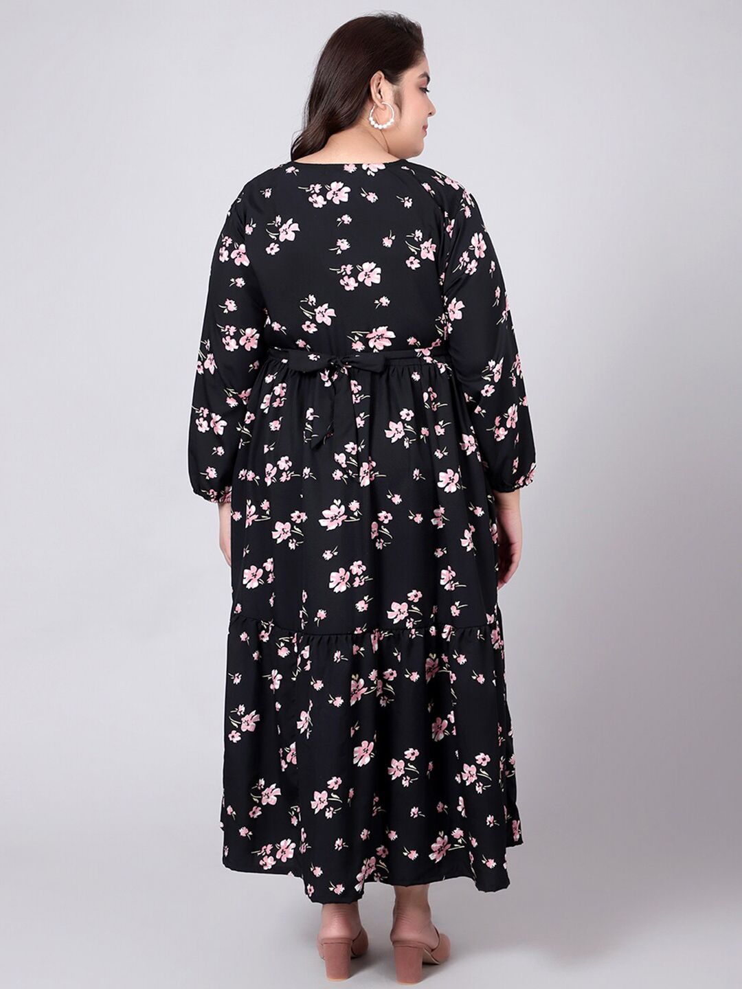 Black Floral Tiered Dress — view 5