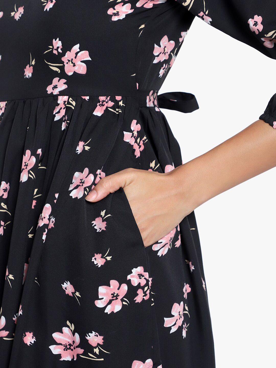 Black Floral Tiered Dress — view 7