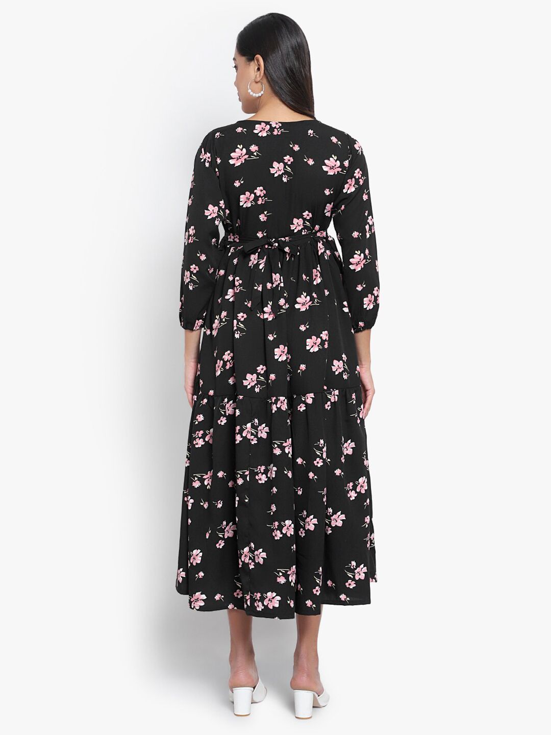 Black Floral Tiered Dress — view 12