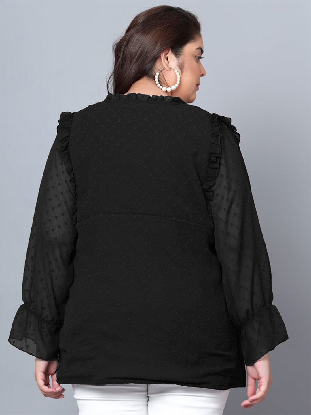Black Georgette Plus Size Tunic — view 5