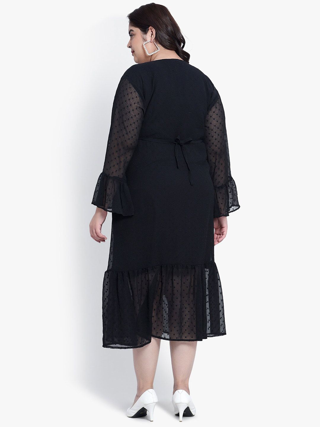 Black Georgette Tier Plus Size Dress — view 5