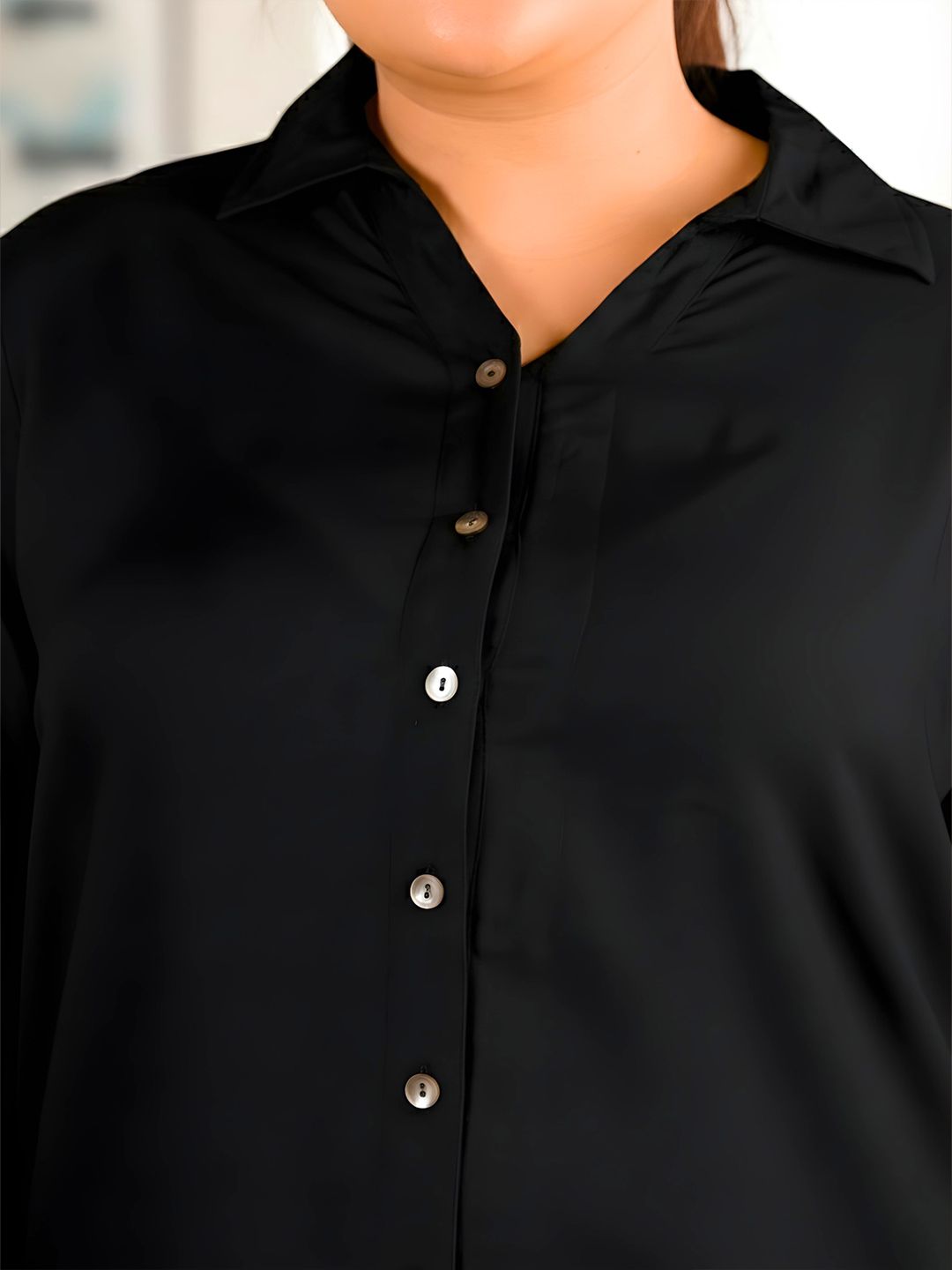 Black Longline Plus Size Shirt — view 2