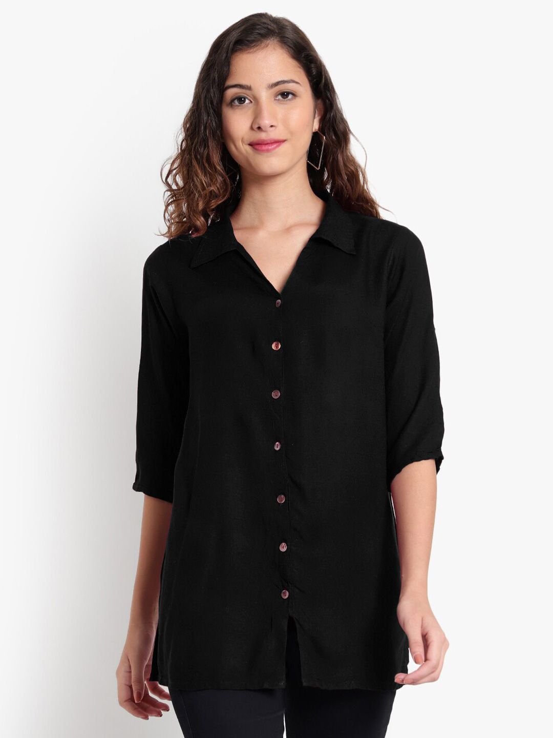 Black Longline Plus Size Shirt — view 8