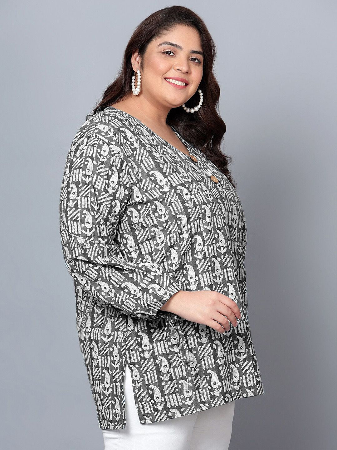 Black Paisley Plus Size Tunic — view 3