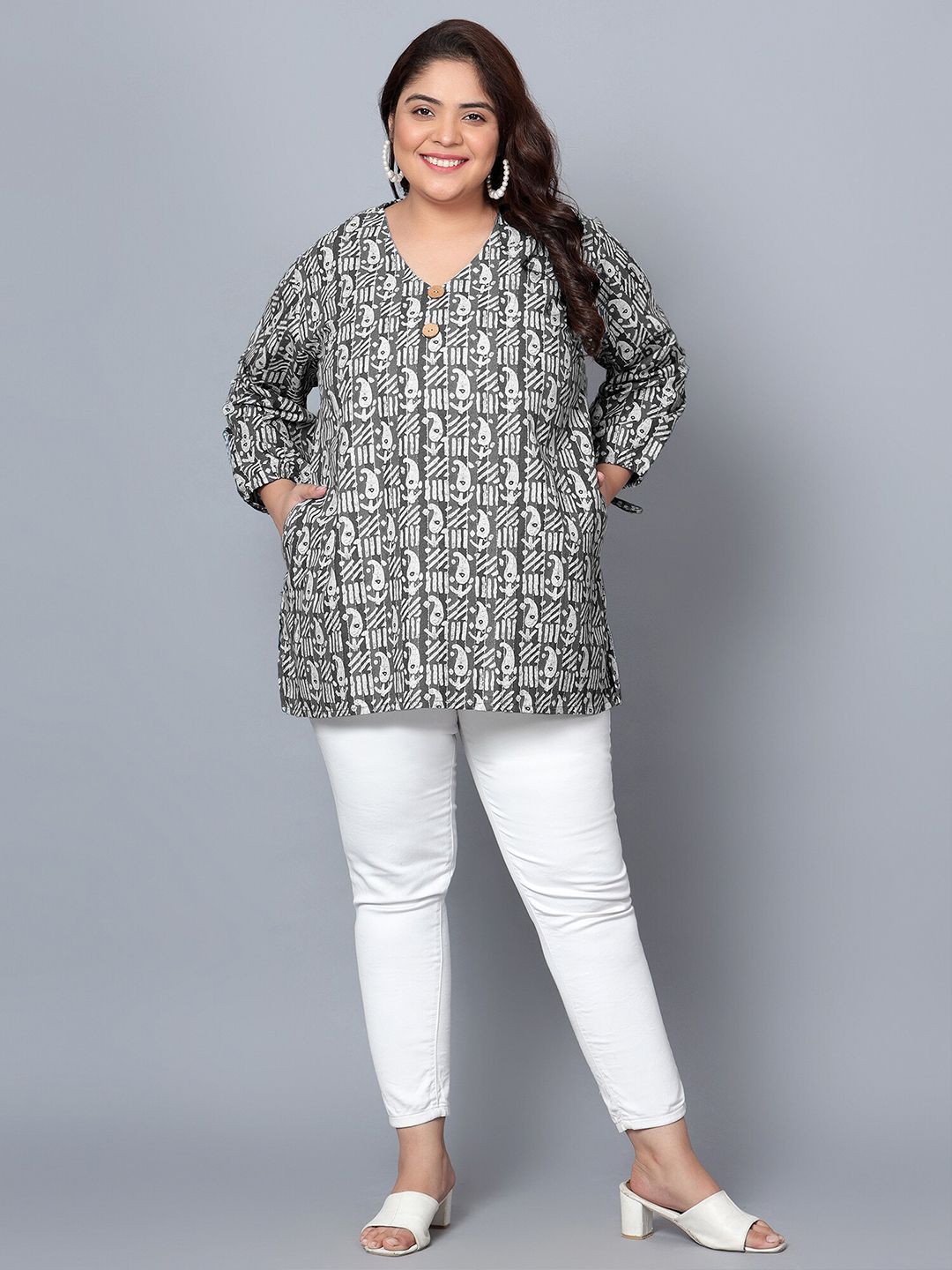 Black Paisley Plus Size Tunic — view 6