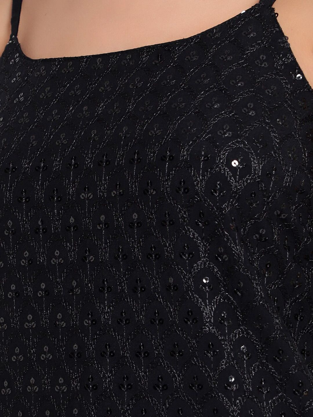 Black Sequinned Strap Plus Size Dress — view 2