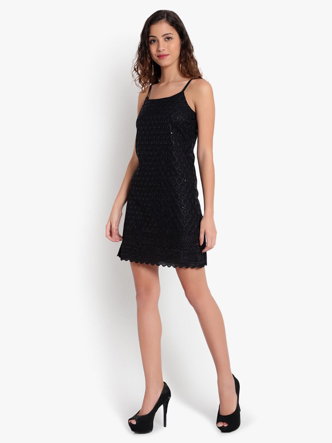 Black Sequinned Strap Plus Size Dress — view 4